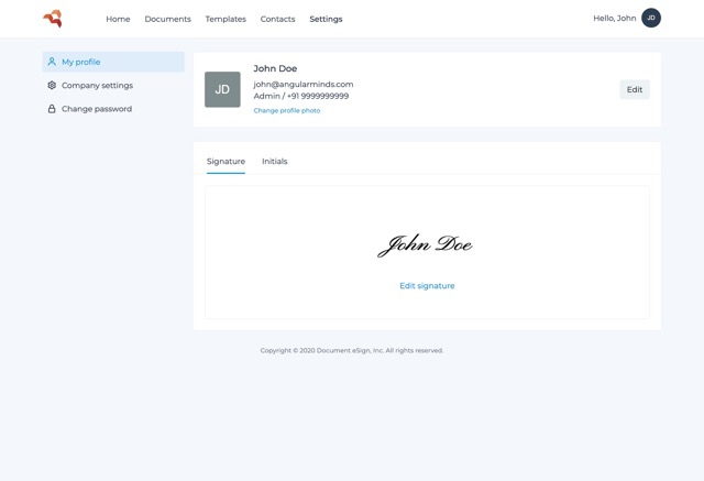 User Profile and Signature