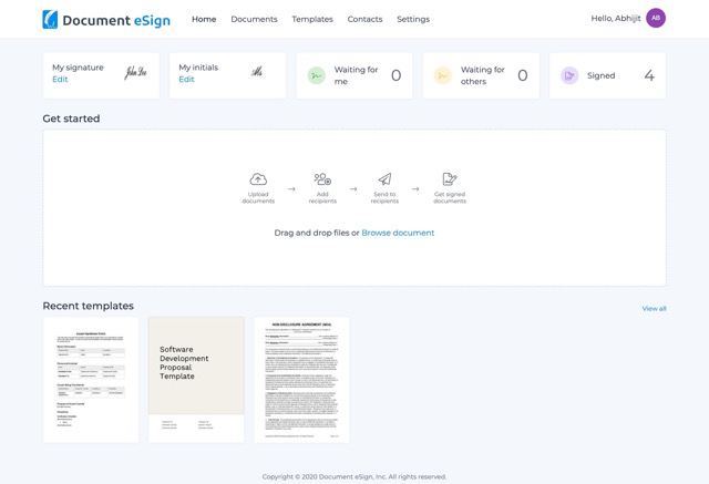 Document eSign Dashboard
